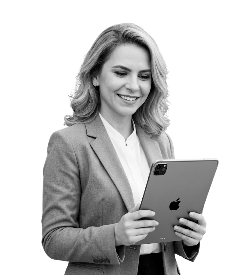 Juliana com iPad
